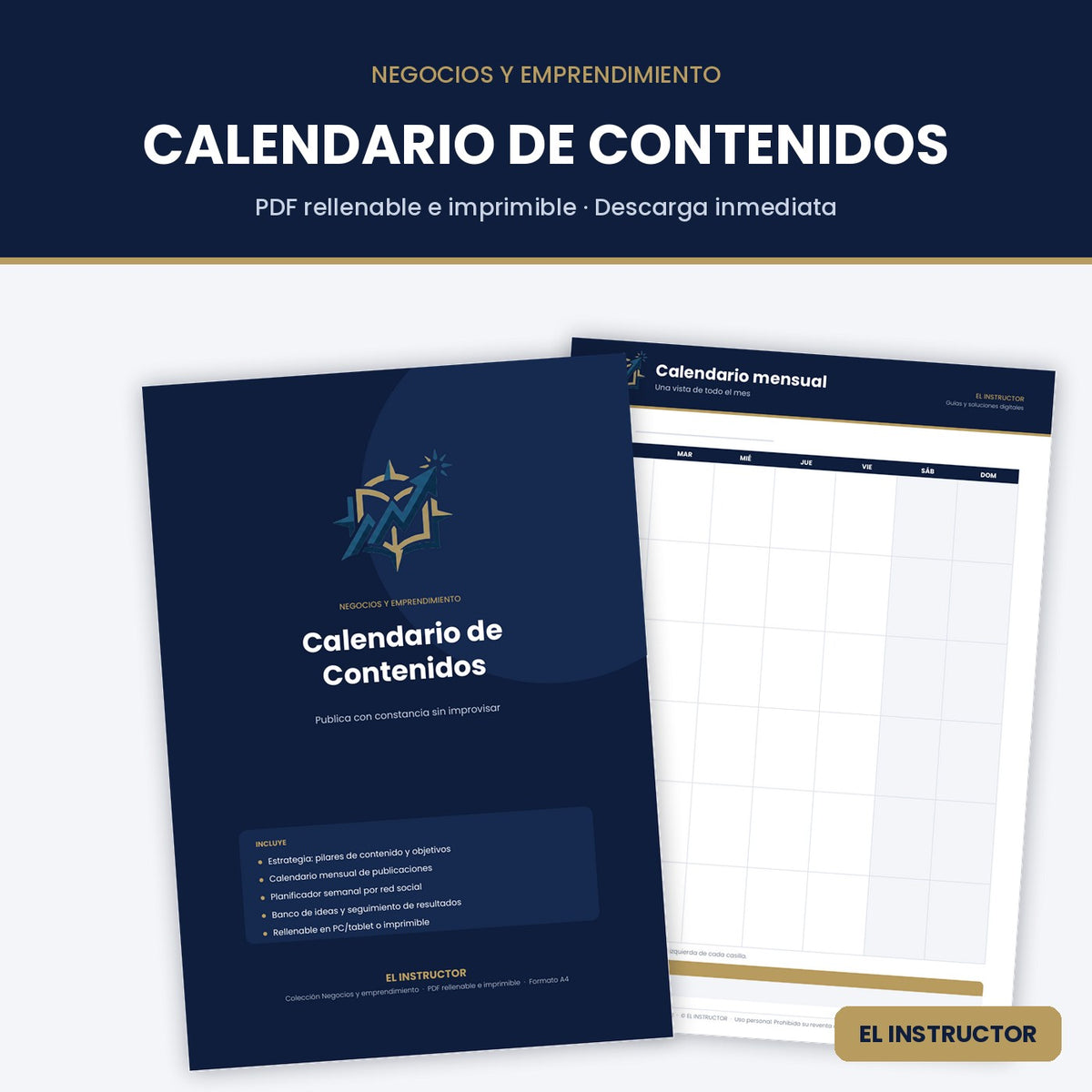 Calendario de Contenidos – Plantilla PDF Rellenable