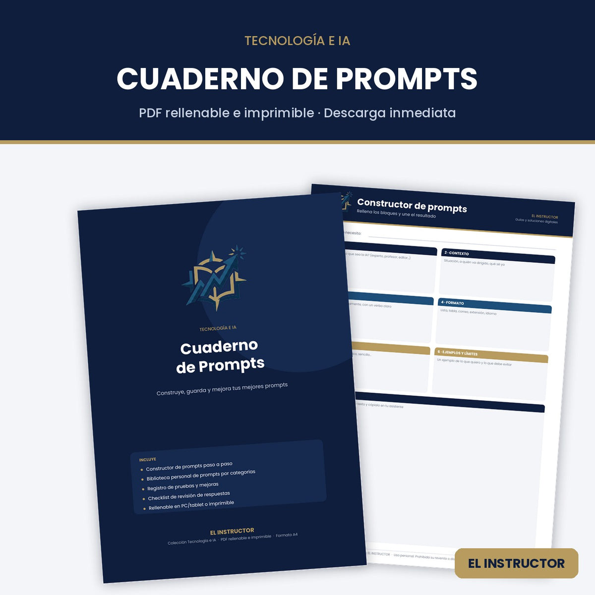 Cuaderno de Prompts – Plantilla PDF Rellenable