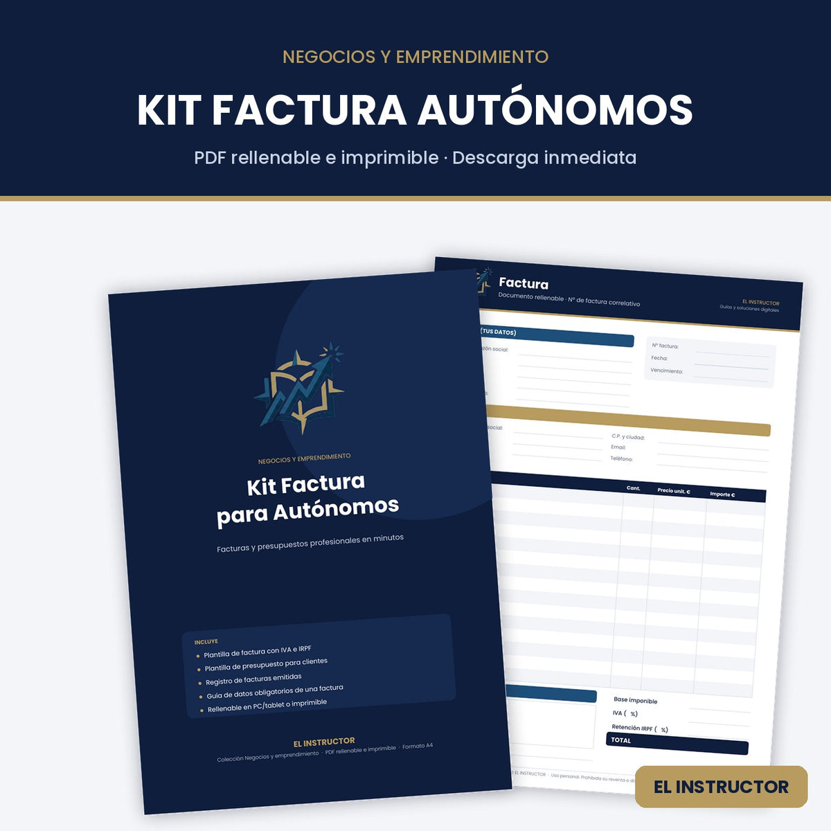 Kit Factura para Autónomos – Plantilla PDF Rellenable