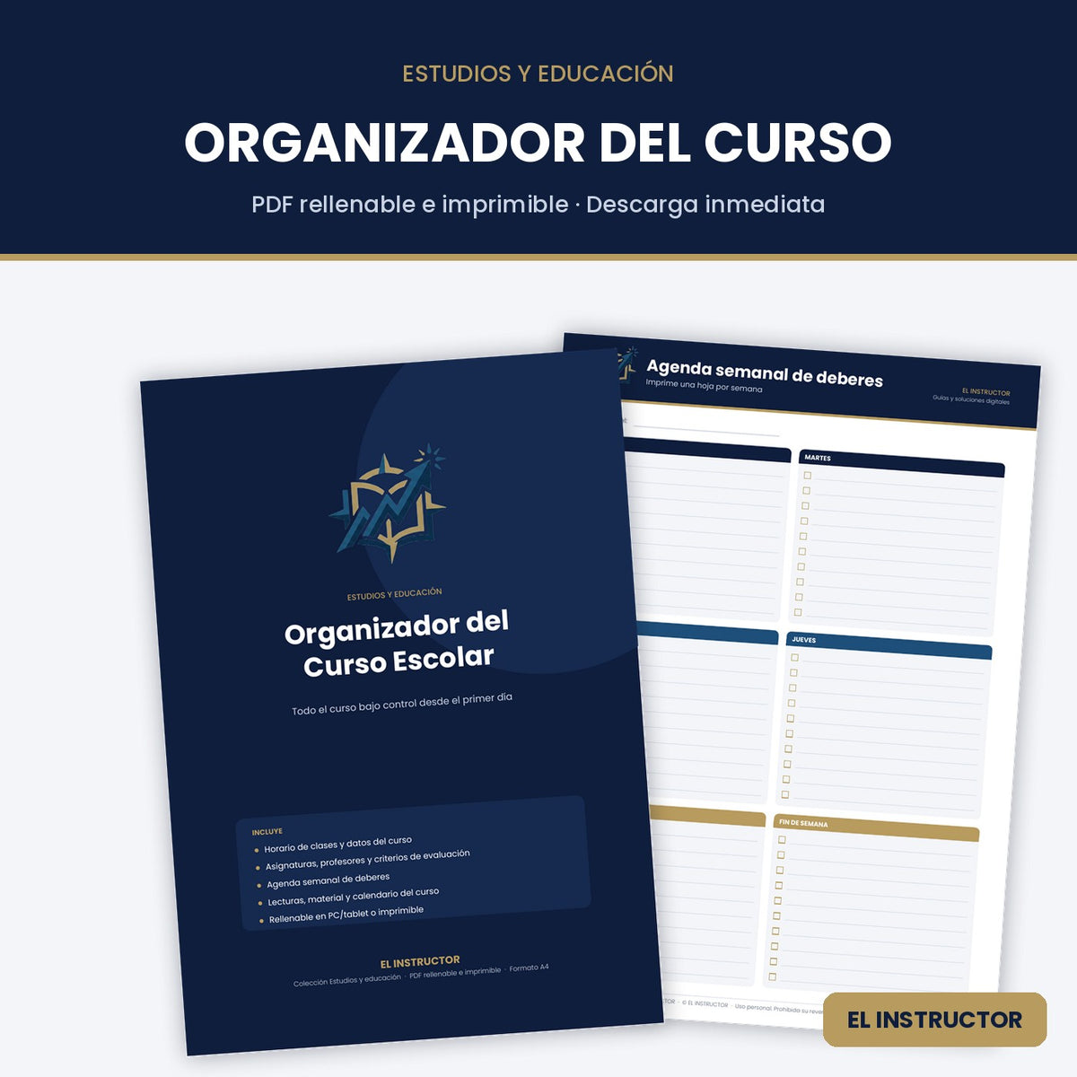 Organizador del Curso Escolar – Plantilla PDF Rellenable
