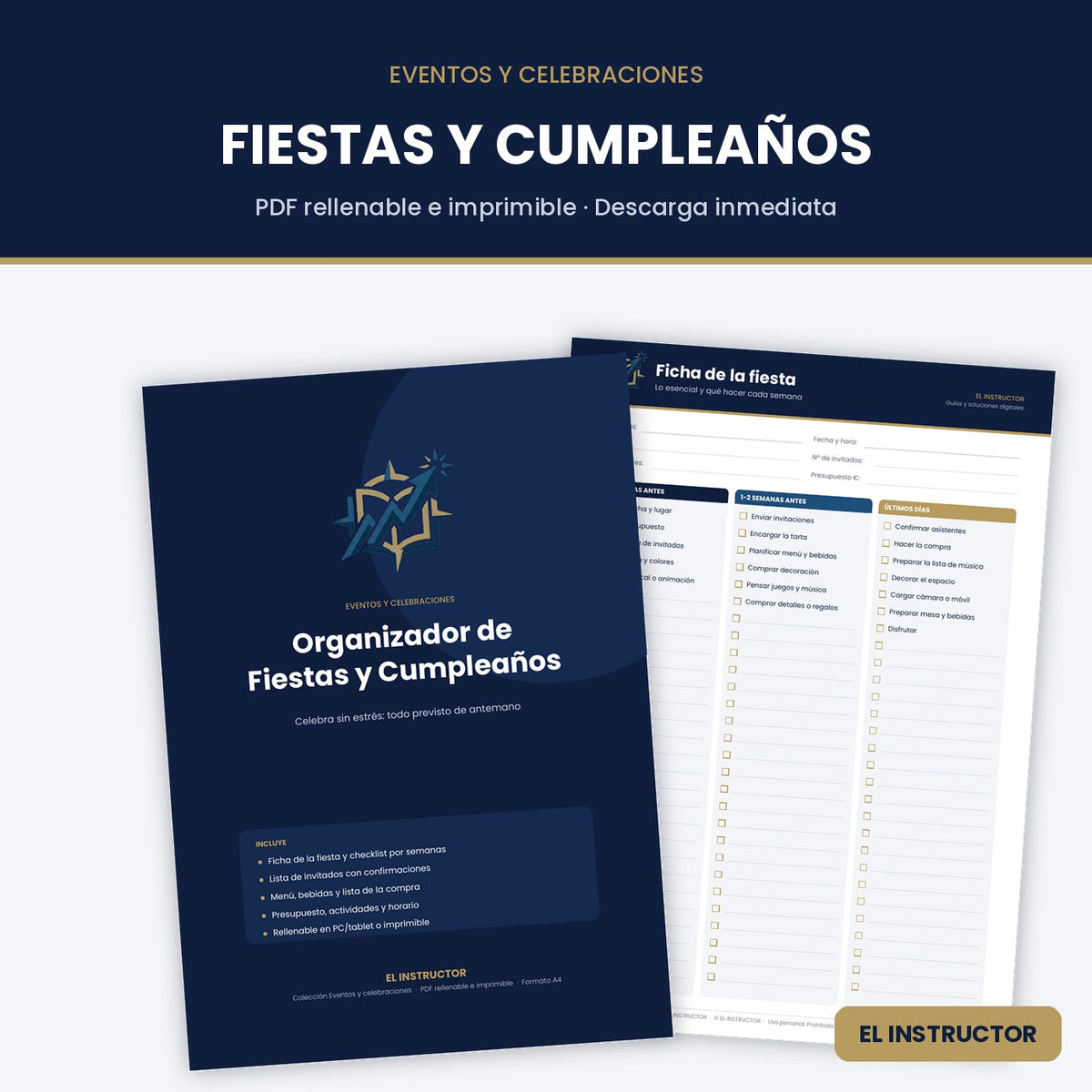 Organizador de Fiestas y Cumpleaños – Plantilla PDF Rellenable