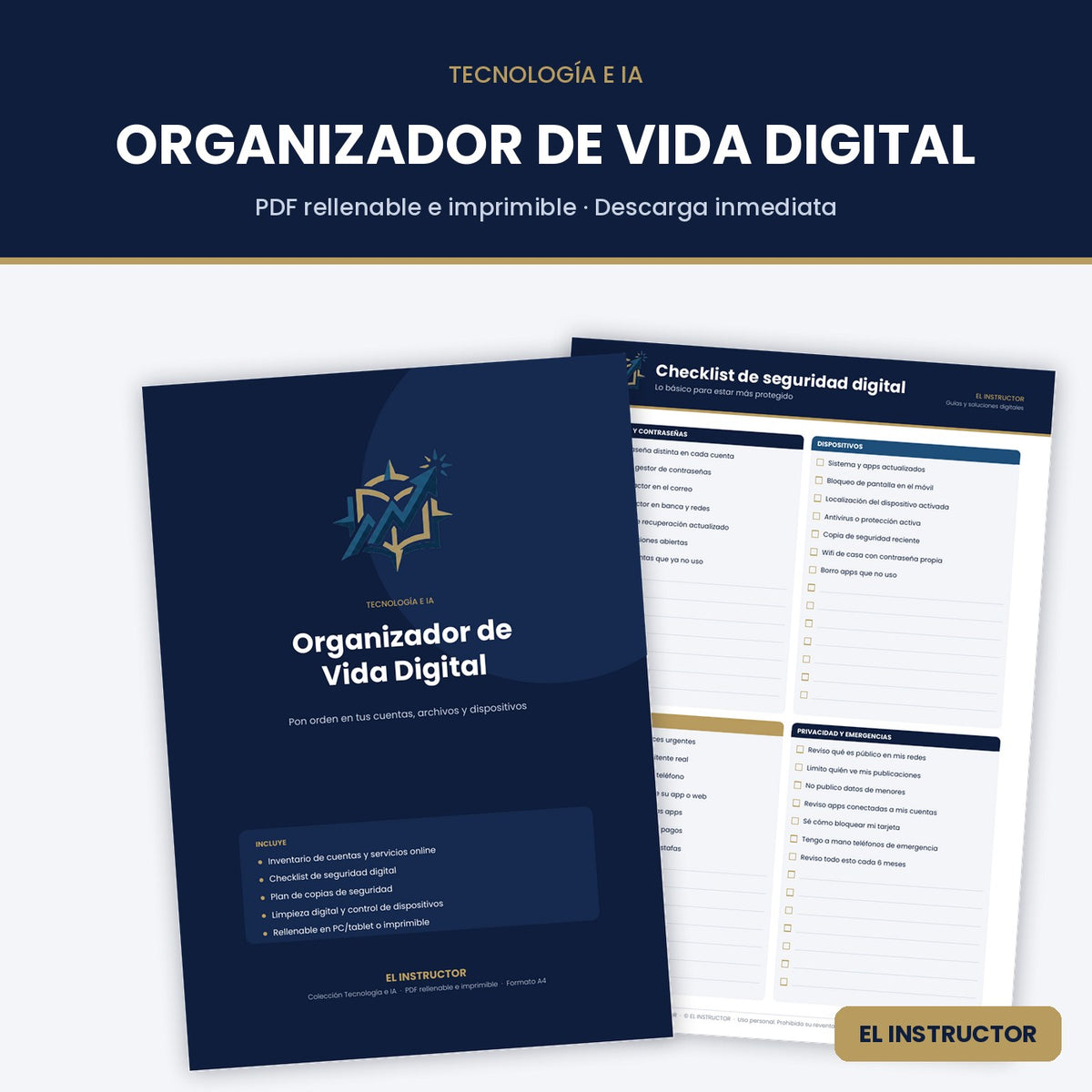 Organizador de Vida Digital – Plantilla PDF Rellenable