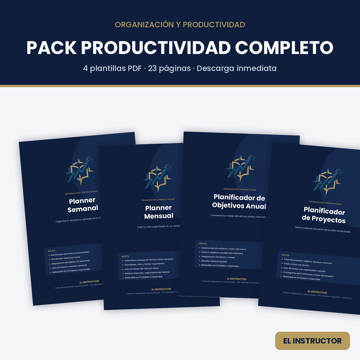 Pack Productividad Completo – 4 Plantillas PDF Rellenables