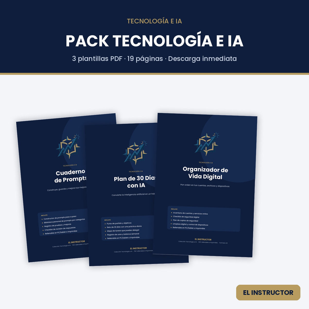 Pack Tecnología e IA – 3 Plantillas PDF Rellenables