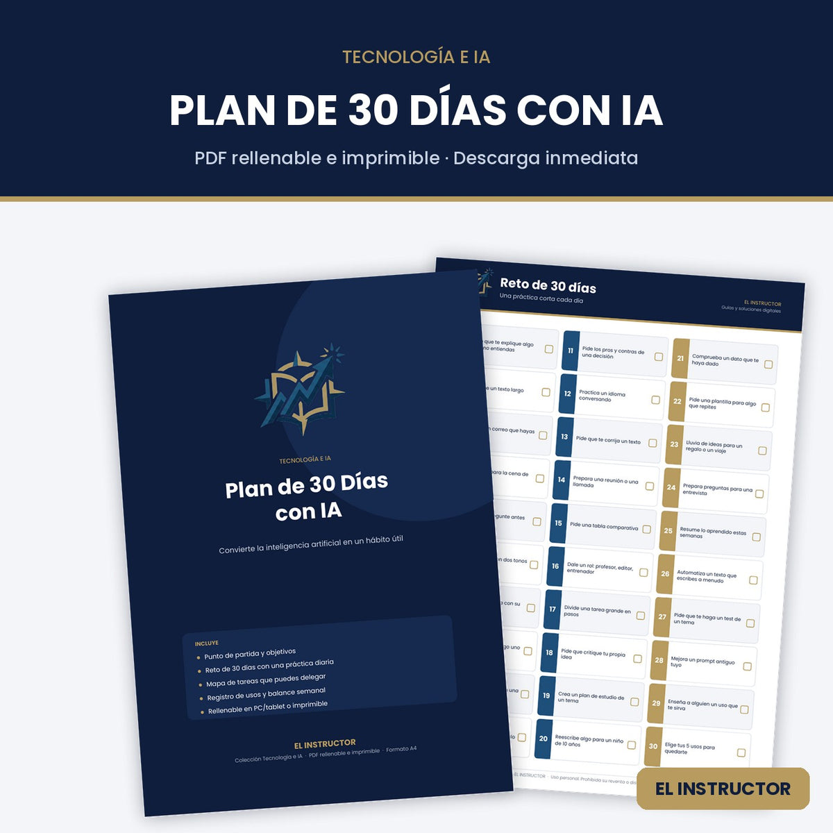 Plan de 30 Días con IA – Plantilla PDF Rellenable