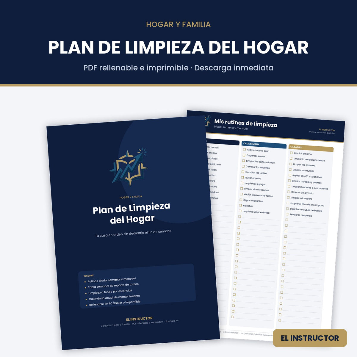 Plan de Limpieza del Hogar – Plantilla PDF Rellenable