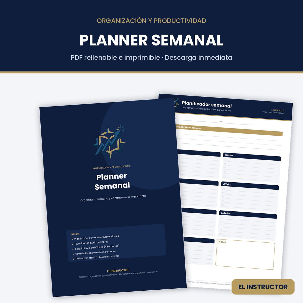 Planner Semanal – Plantilla PDF Rellenable